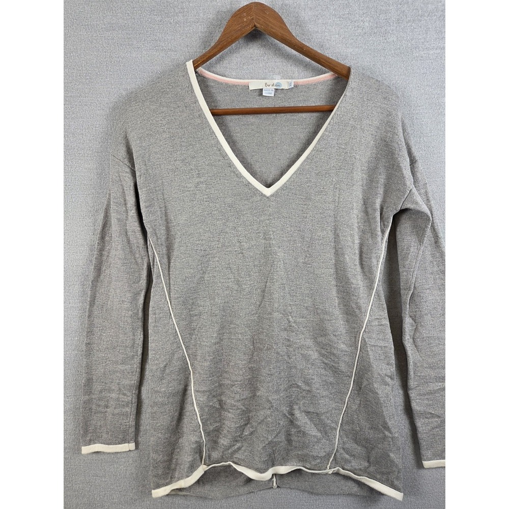 Boden Womens XS Wool Cashmere Blend Sweater Pullover Gray Knit Edge‎ Trim